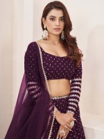 Dark Plum Georgette Lehenga Choli